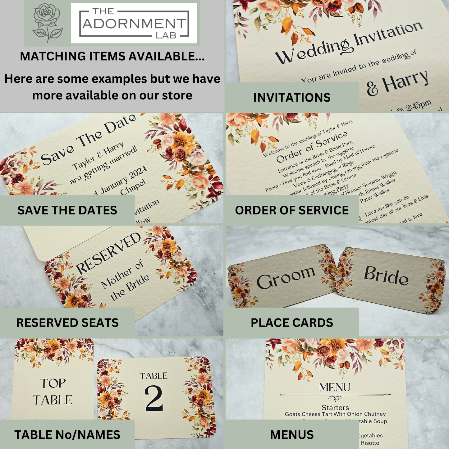 Autumn Fall Flowers Design - Table Plan Cards