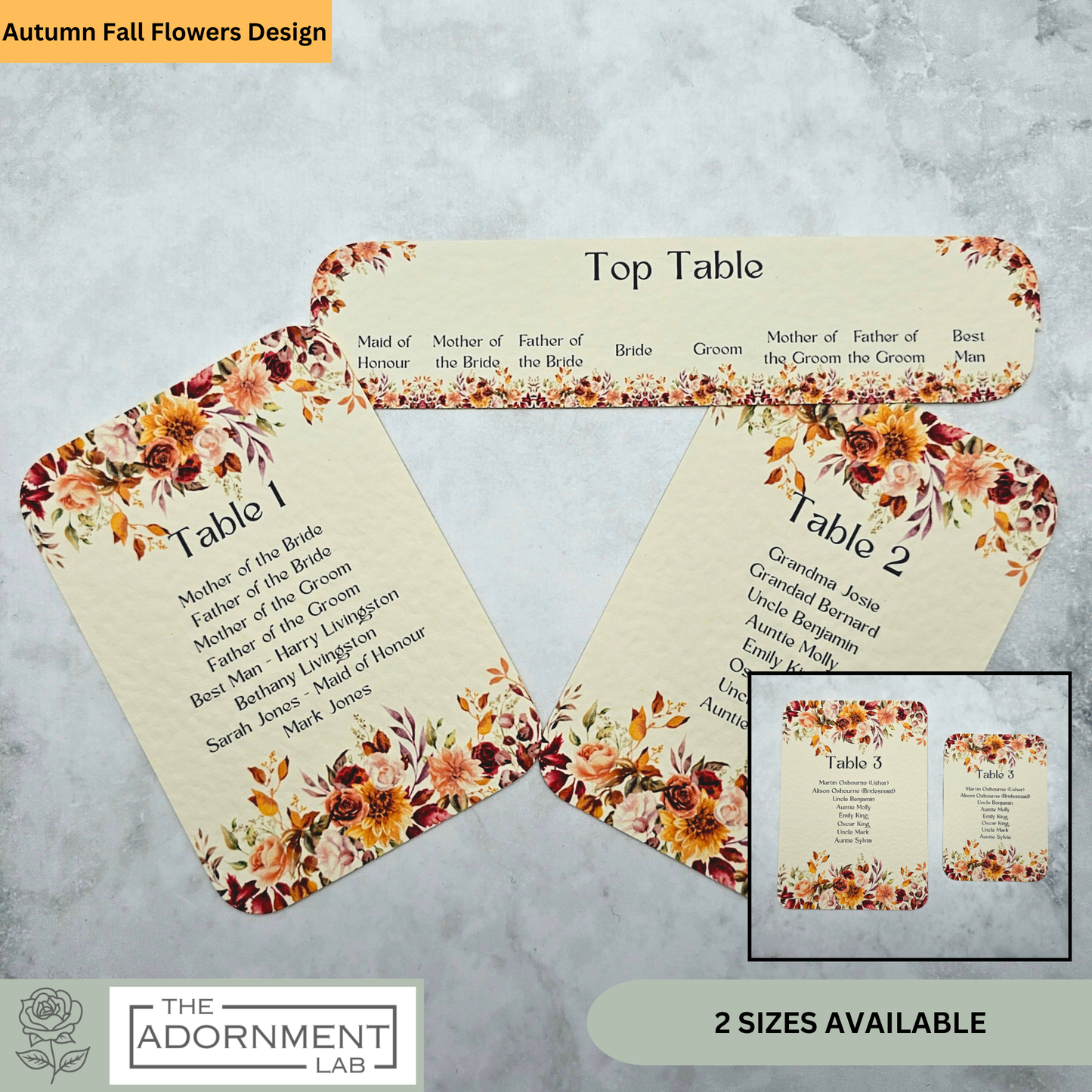 Autumn Fall Flowers Design - Table Plan Cards