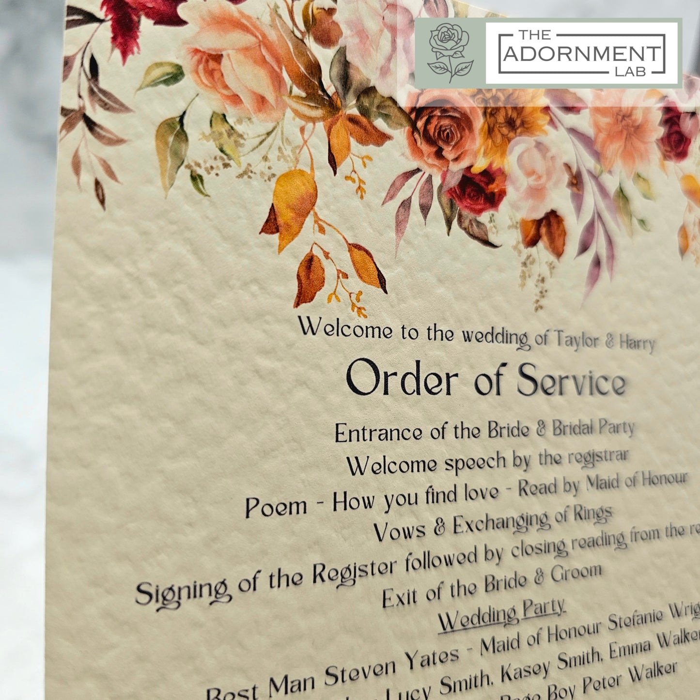 Autumn Fall Flowers Design - Order of Service