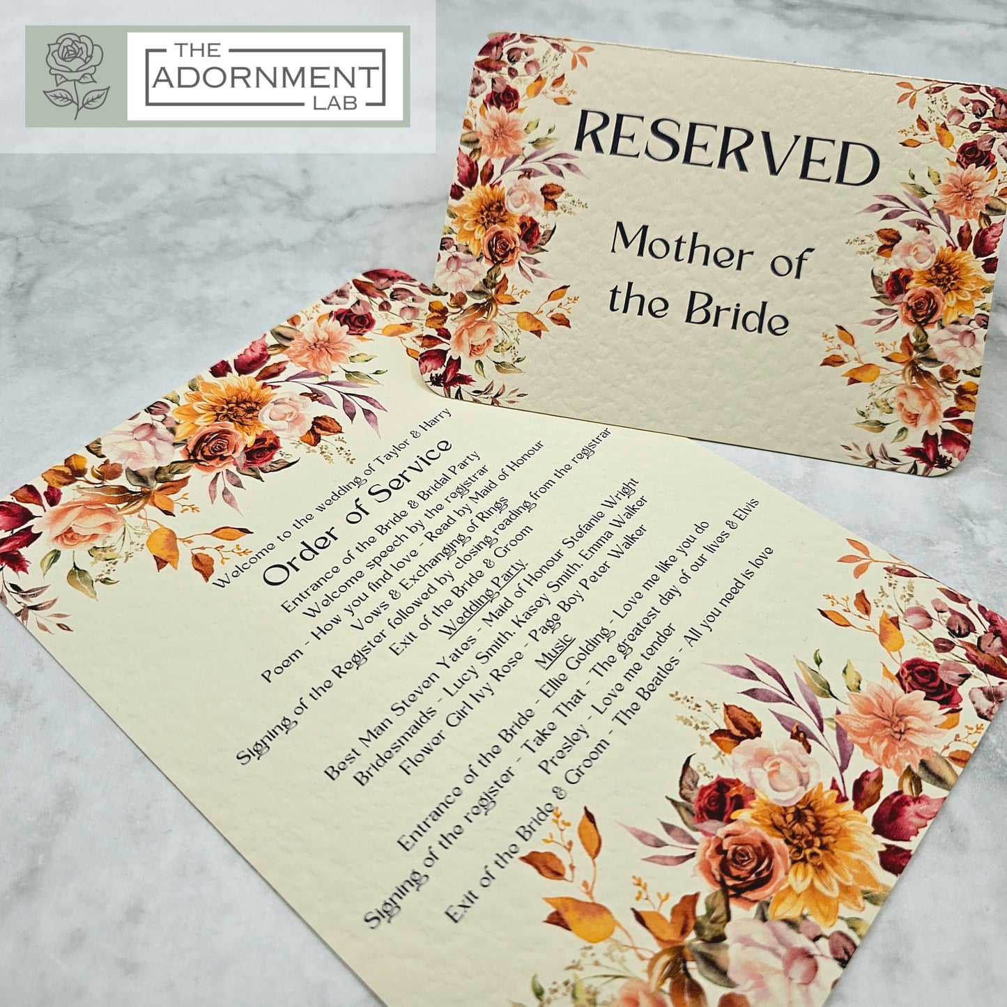 Autumn Fall Flowers Design - Order of Service