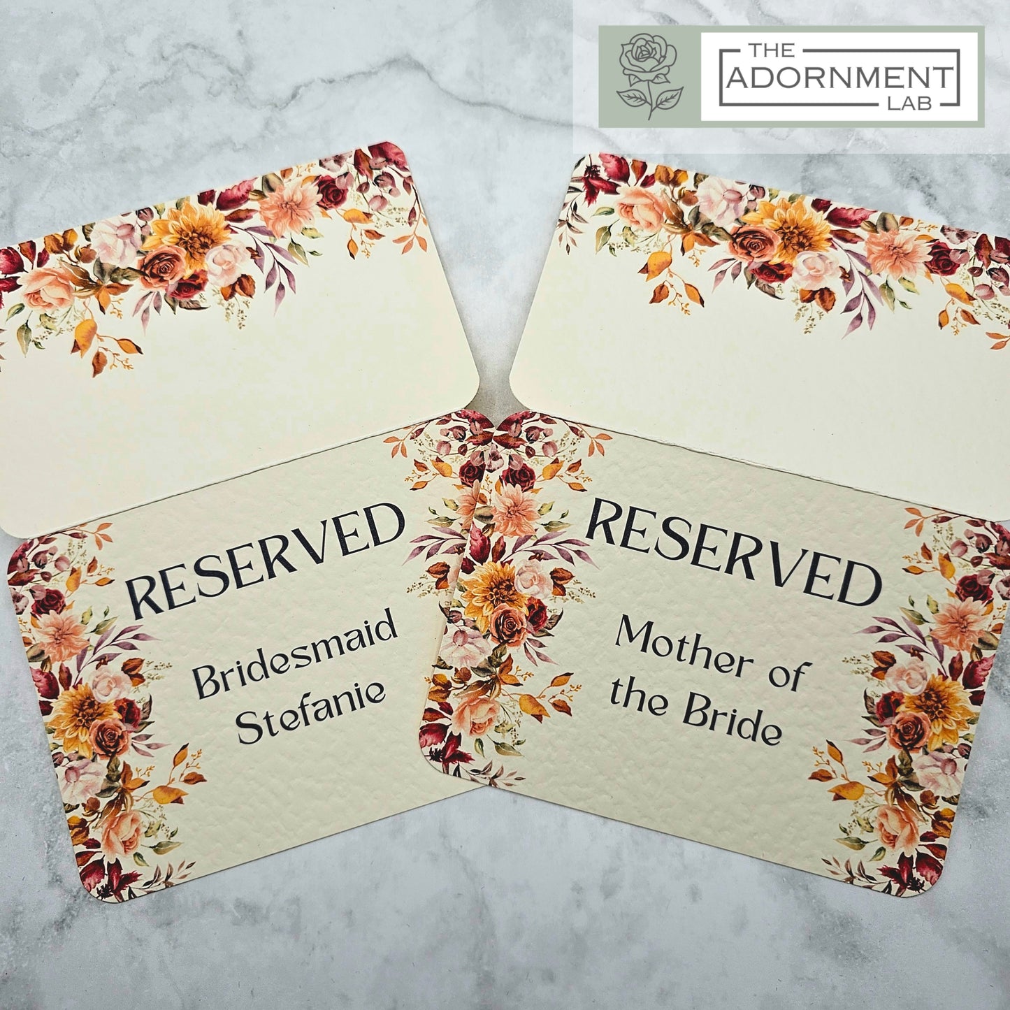 Autumn Fall Flowers Design - Reserved Seat Cards