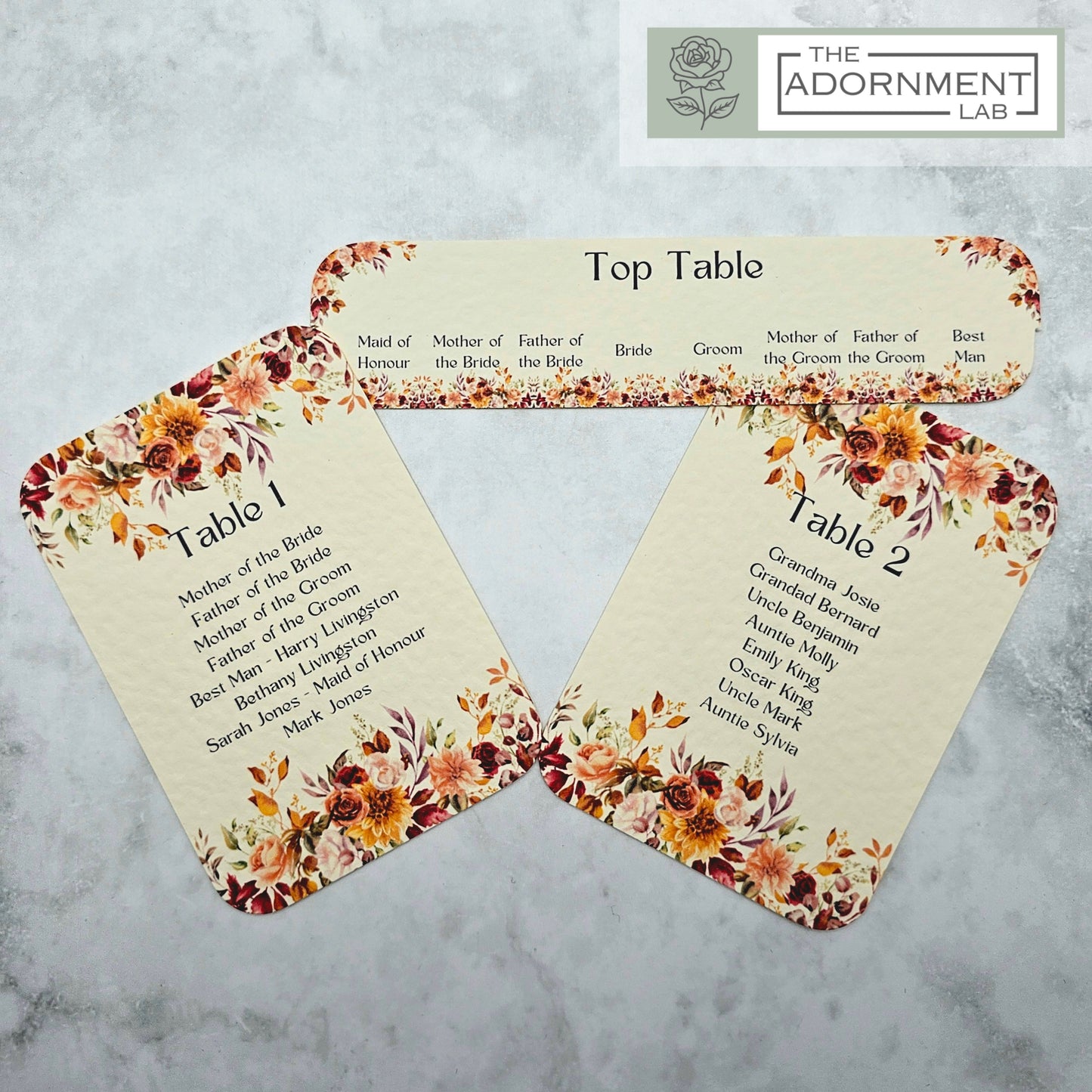 Autumn Fall Flowers Design - Table Plan Cards
