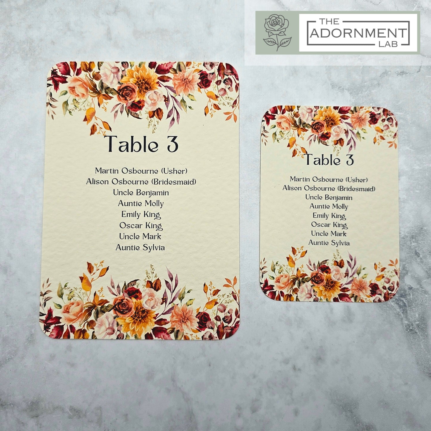 Autumn Fall Flowers Design - Table Plan Cards