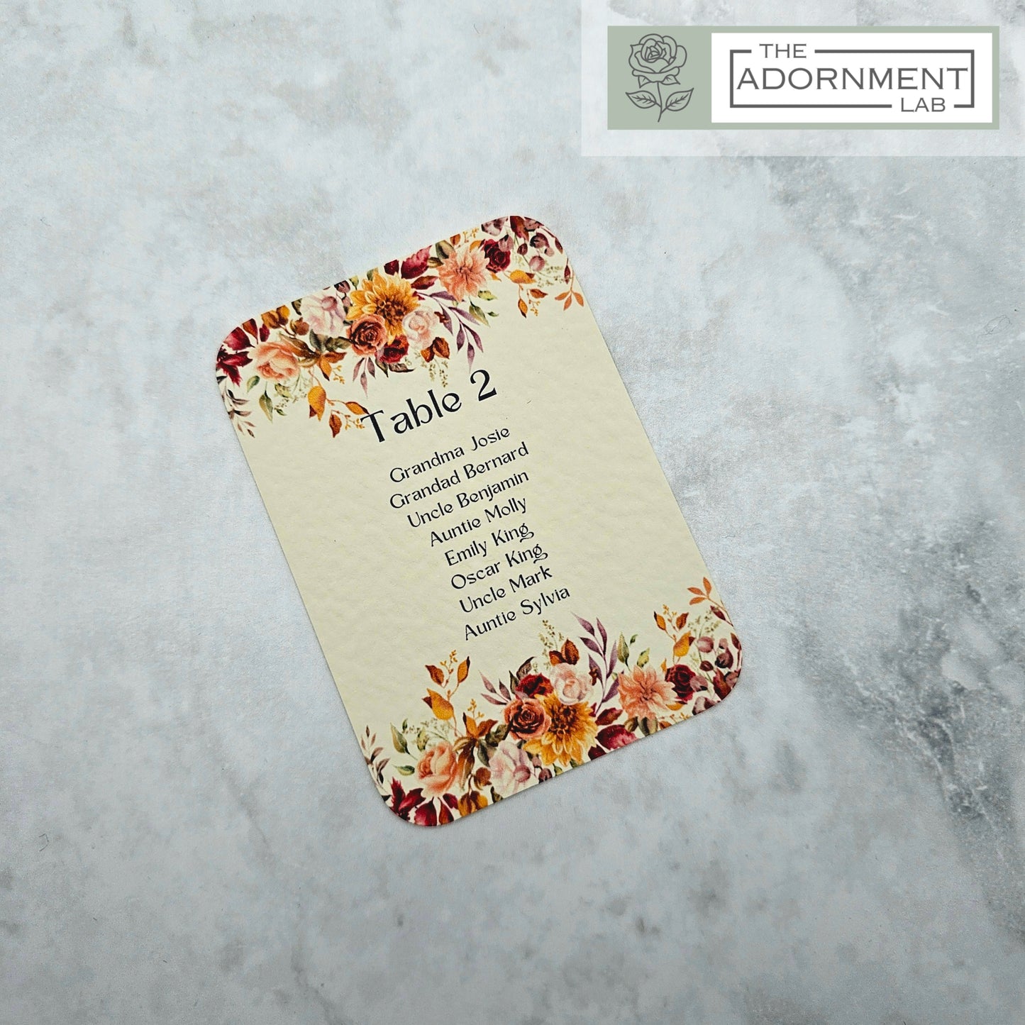 Autumn Fall Flowers Design - Table Plan Cards