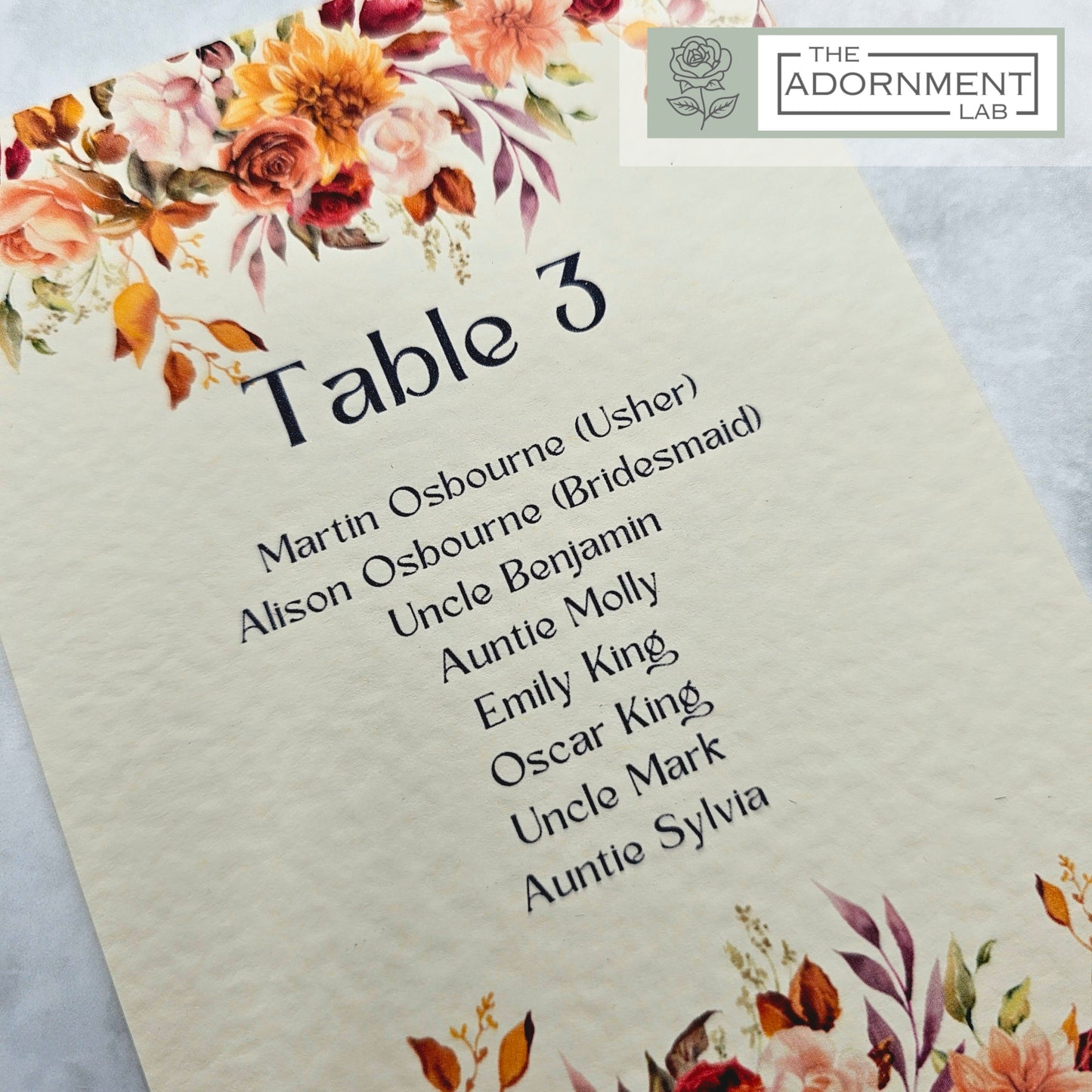 Autumn Fall Flowers Design - Table Plan Cards
