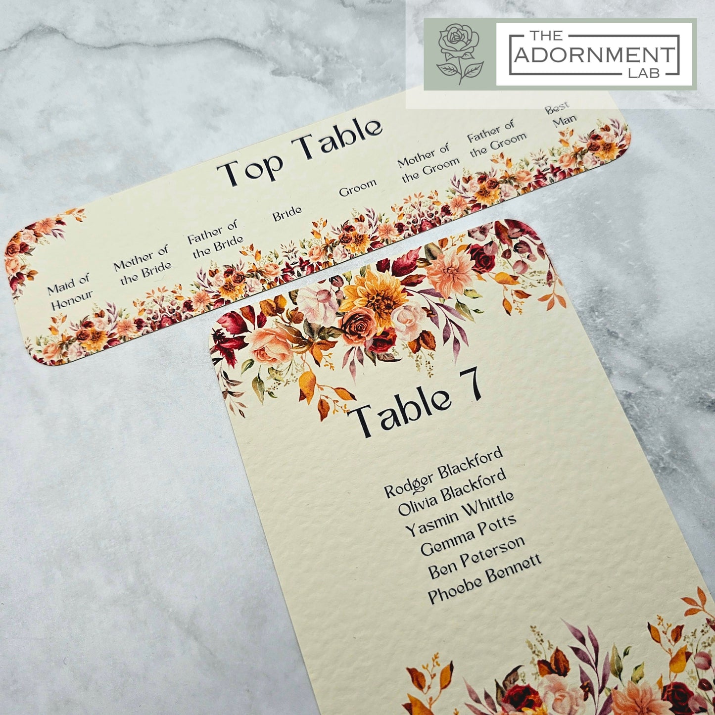 Autumn Fall Flowers Design - Table Plan Cards