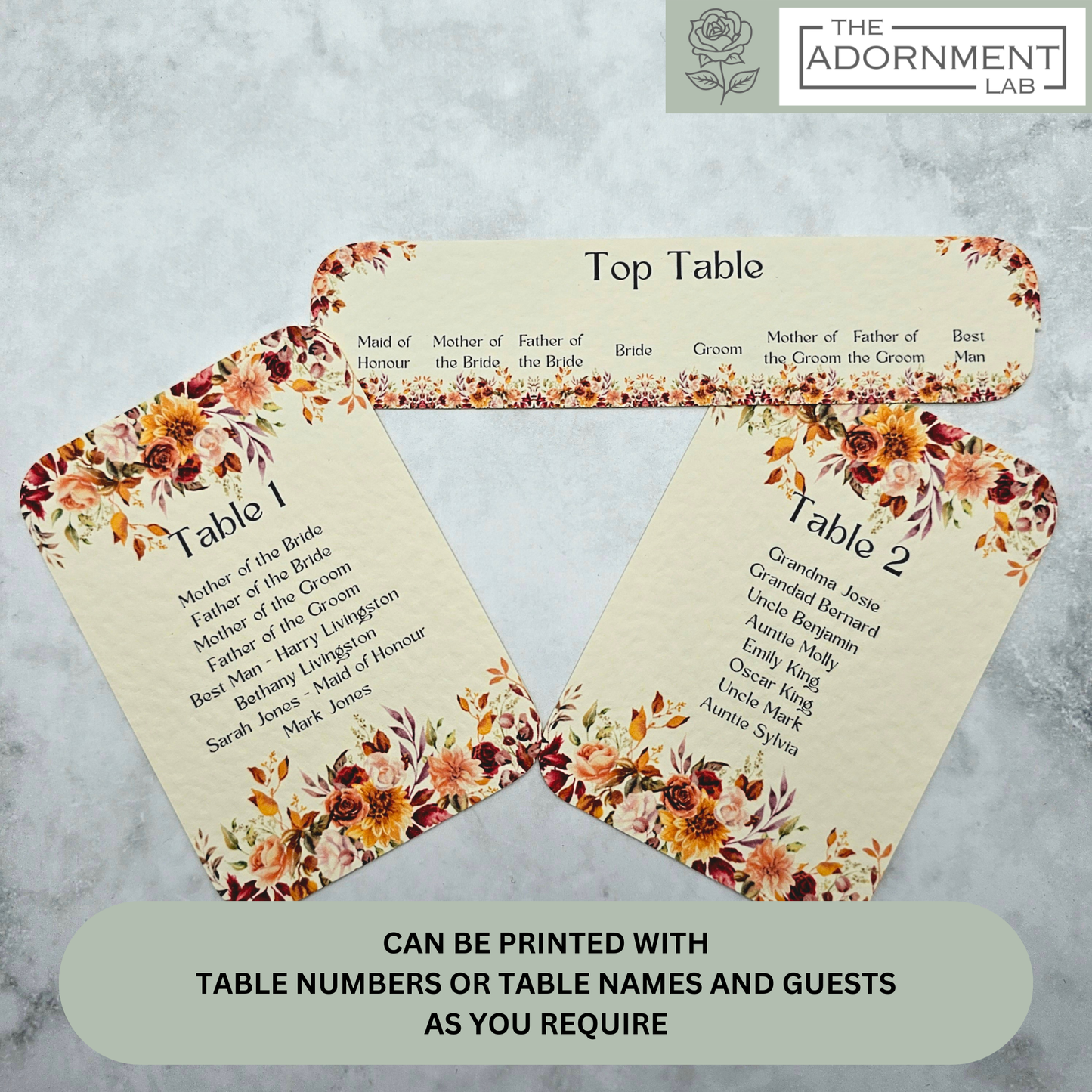 Autumn Fall Flowers Design - Table Plan Cards