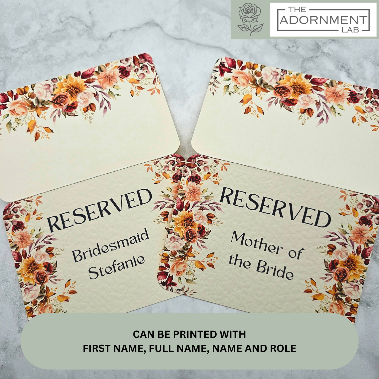 Autumn Fall Flowers Design - Reserved Seat Cards