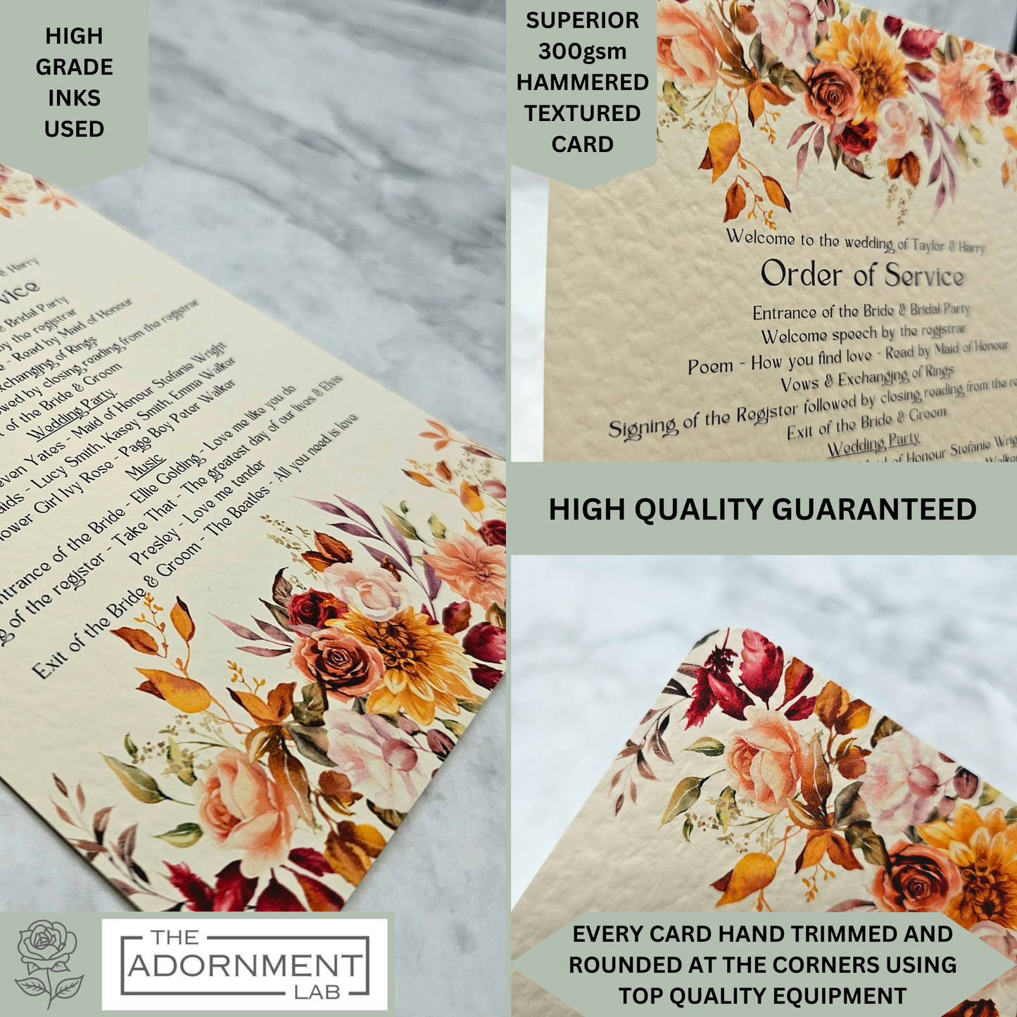 Autumn Fall Flowers Design - Order of Service