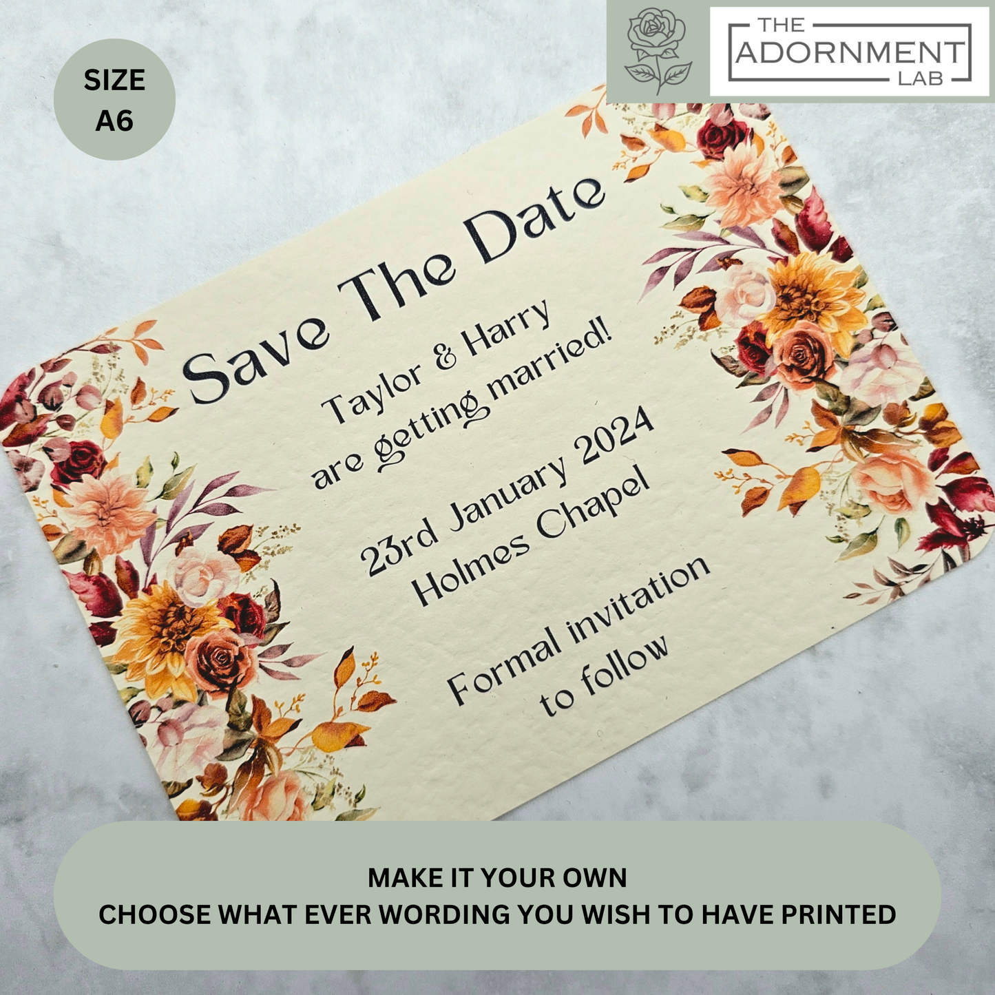 Autumn Fall Flowers Design - Save The Date