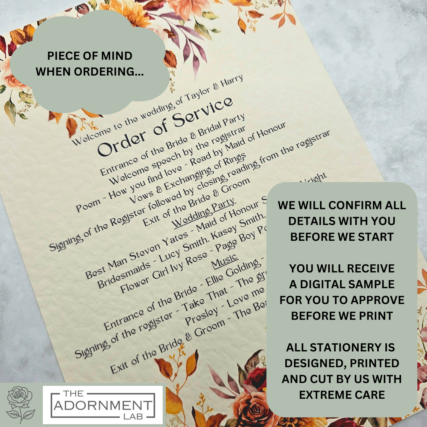 Autumn Fall Flowers Design - Order of Service