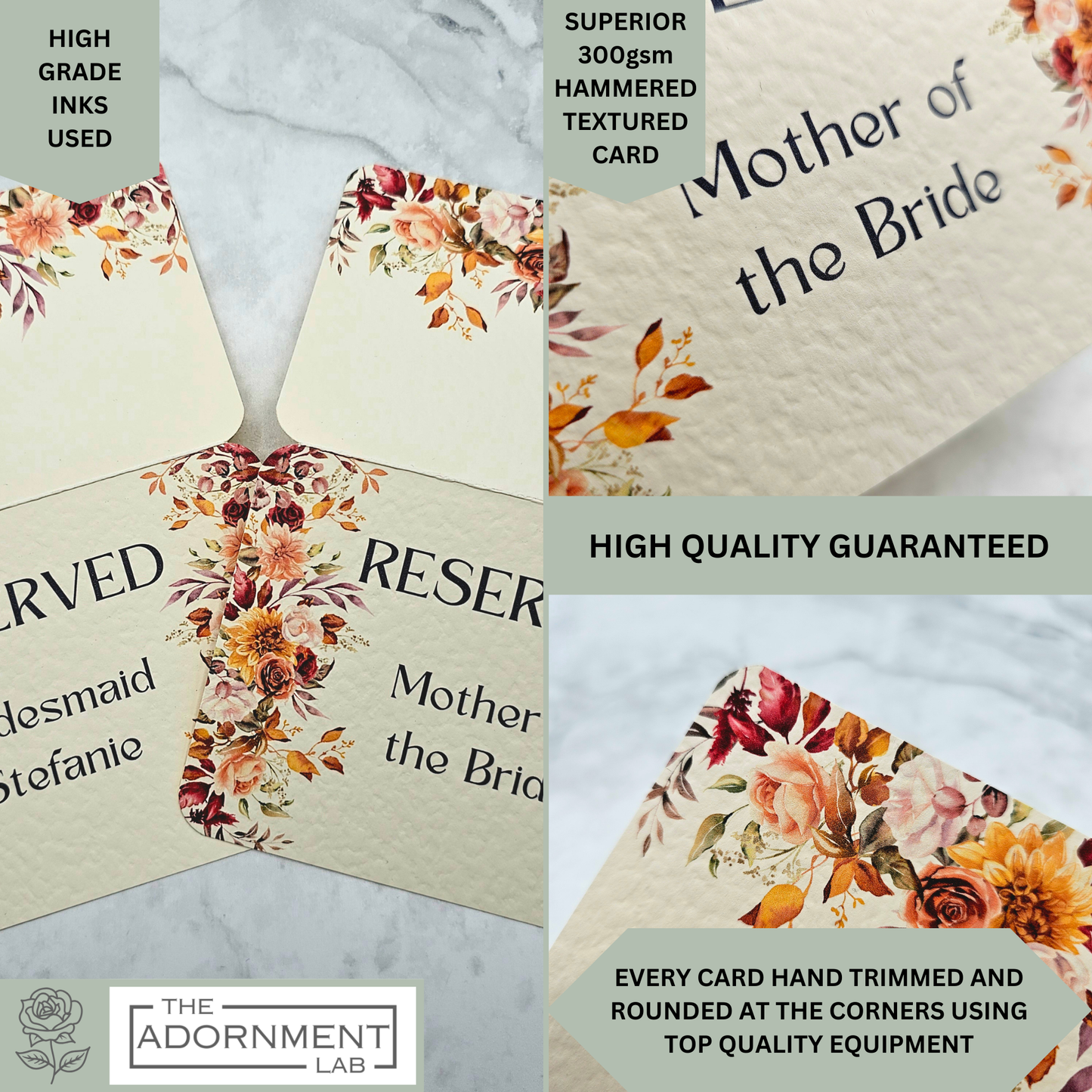 Autumn Fall Flowers Design - Reserved Seat Cards