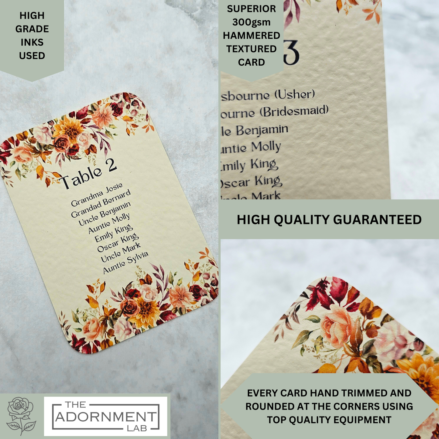 Autumn Fall Flowers Design - Table Plan Cards