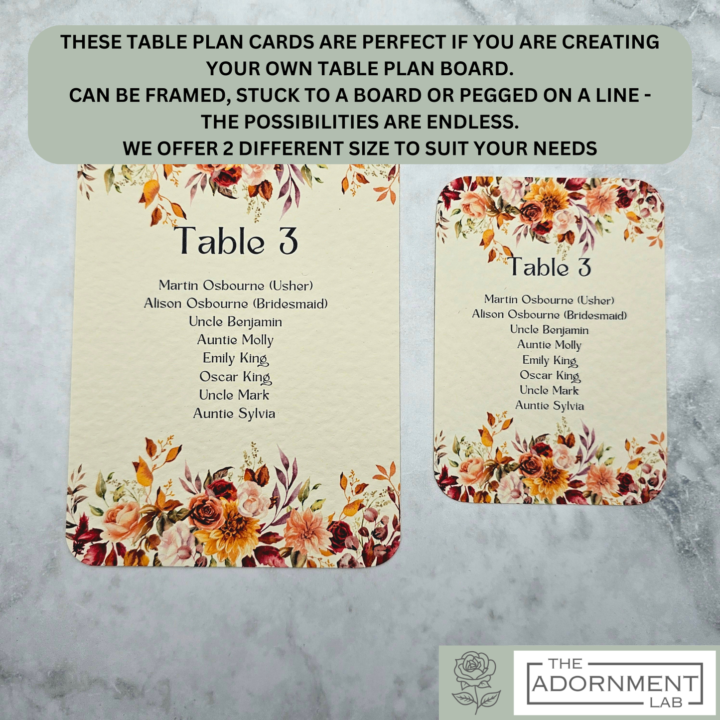 Autumn Fall Flowers Design - Table Plan Cards
