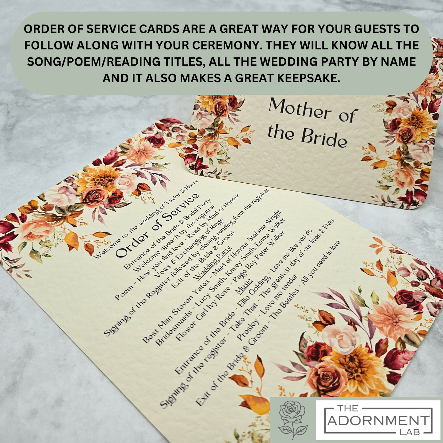 Autumn Fall Flowers Design - Order of Service