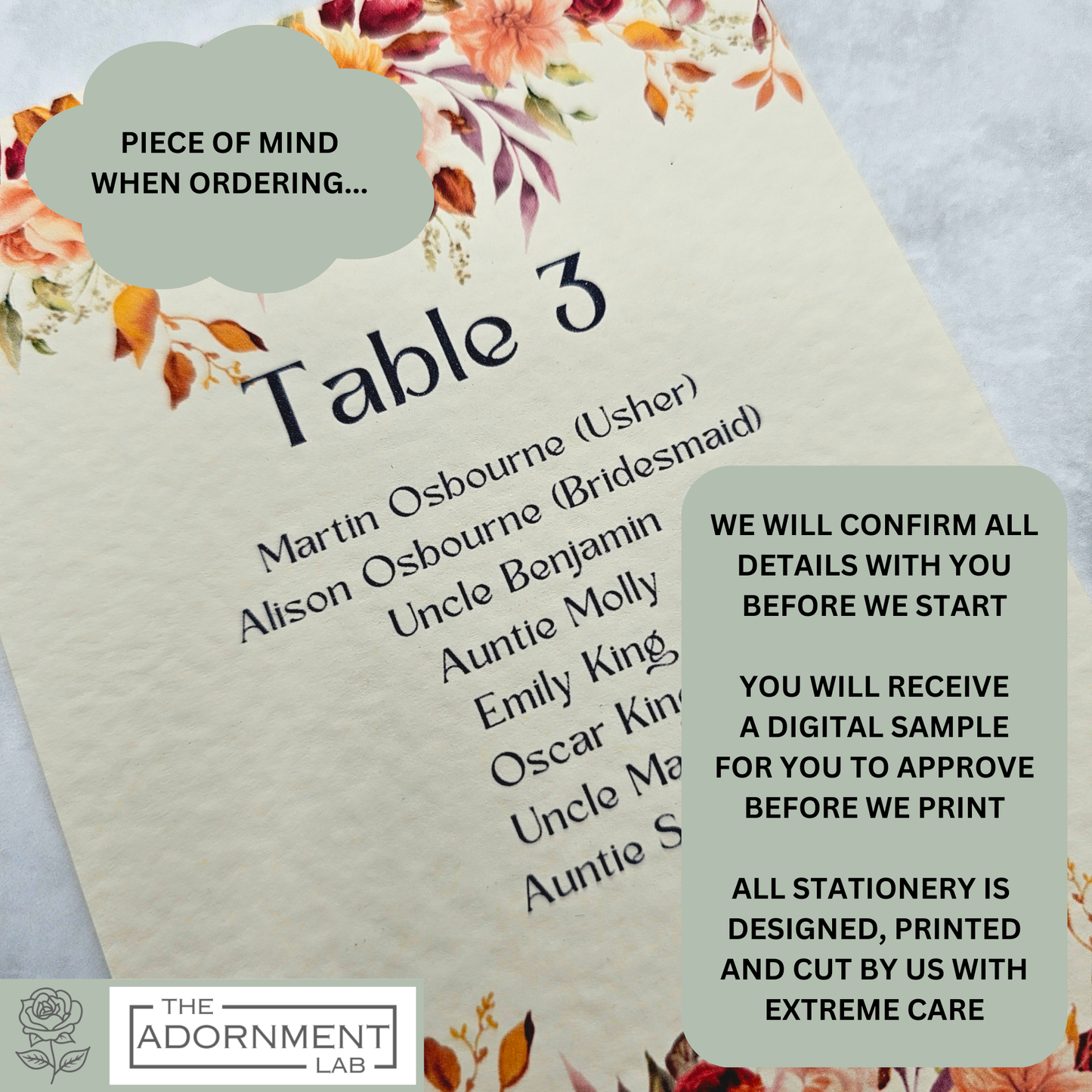 Autumn Fall Flowers Design - Table Plan Cards