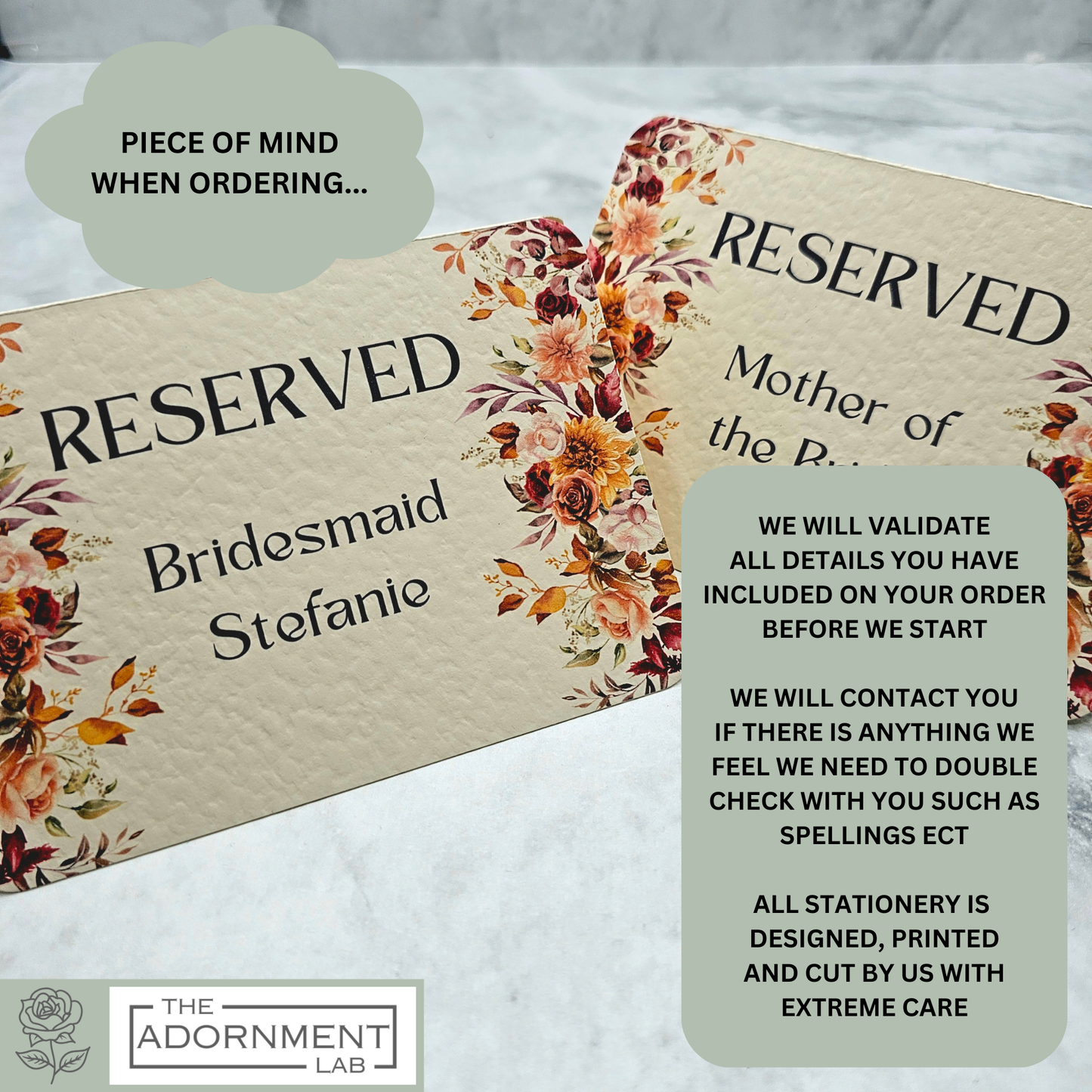 Autumn Fall Flowers Design - Reserved Seat Cards