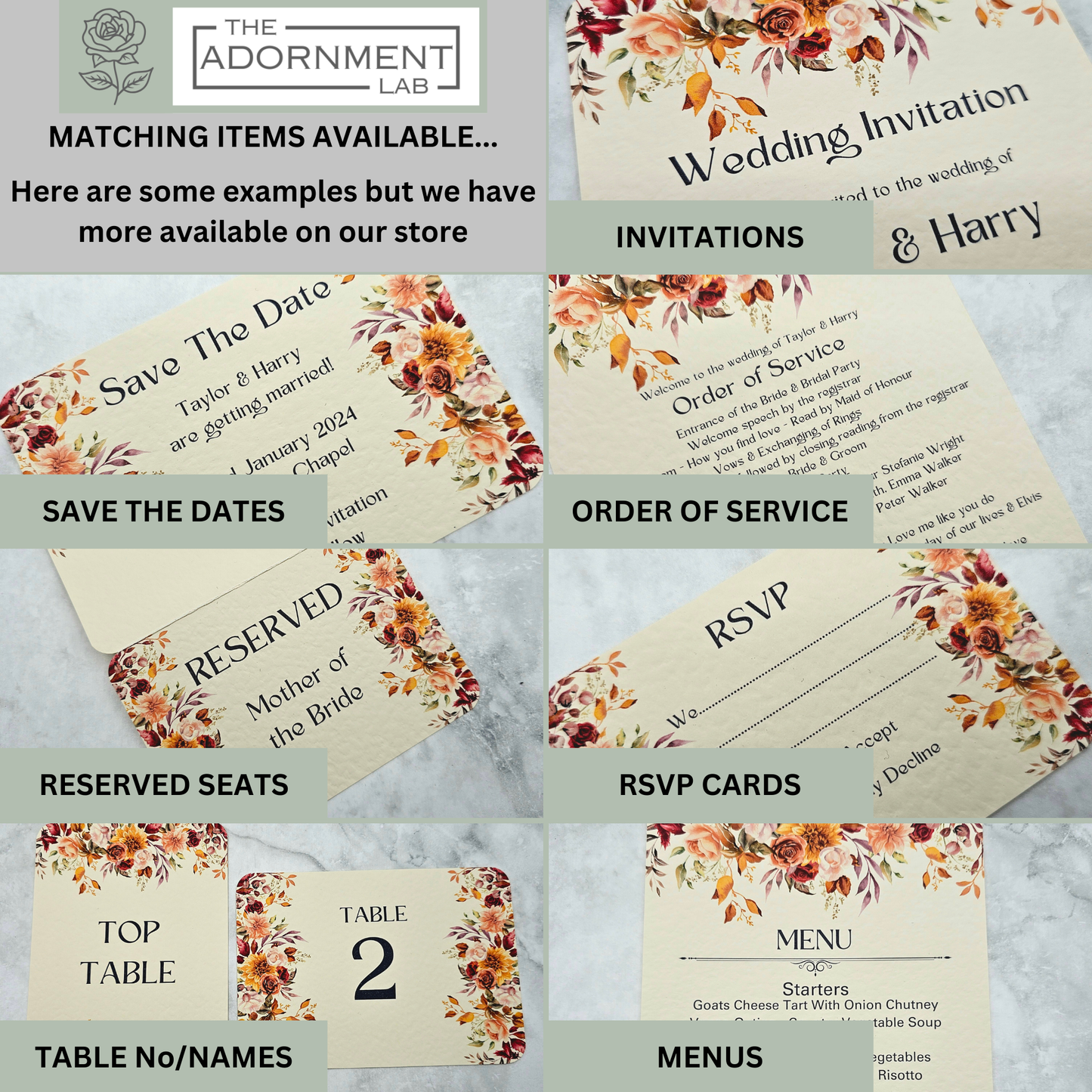 Autumn Fall Flowers Design - Place Cards