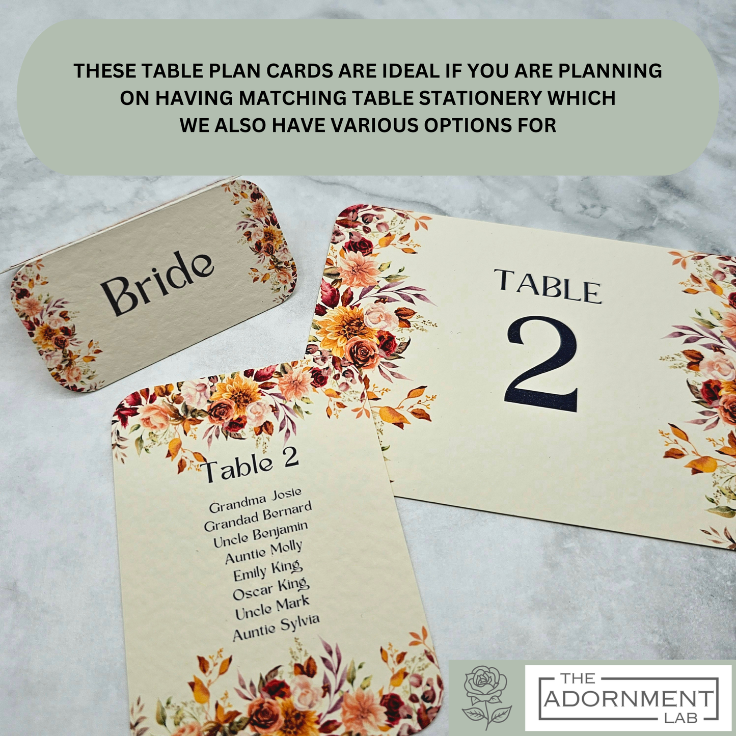 Autumn Fall Flowers Design - Table Plan Cards