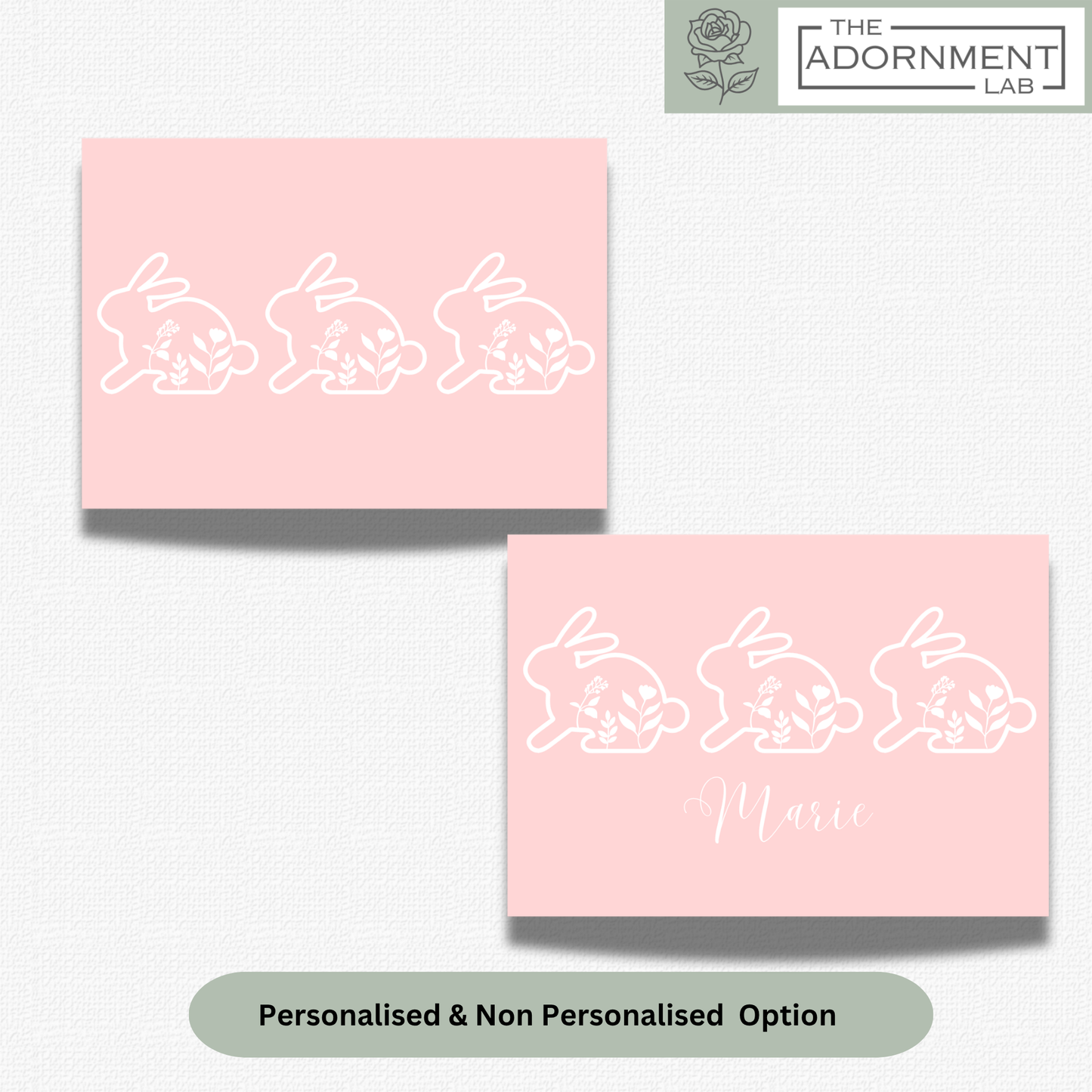 Bunny Bloom - A5 Art Print - Pink (Personalised)