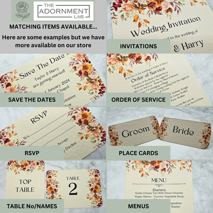 Autumn Fall Flowers Design - Reserved Seat Cards