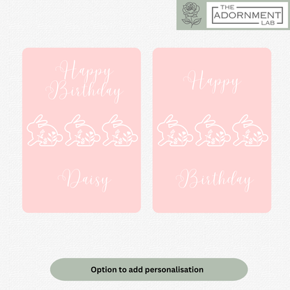 Bunny Bloom - Happy Birthday - Greetings Cards - Pink (Personalised)