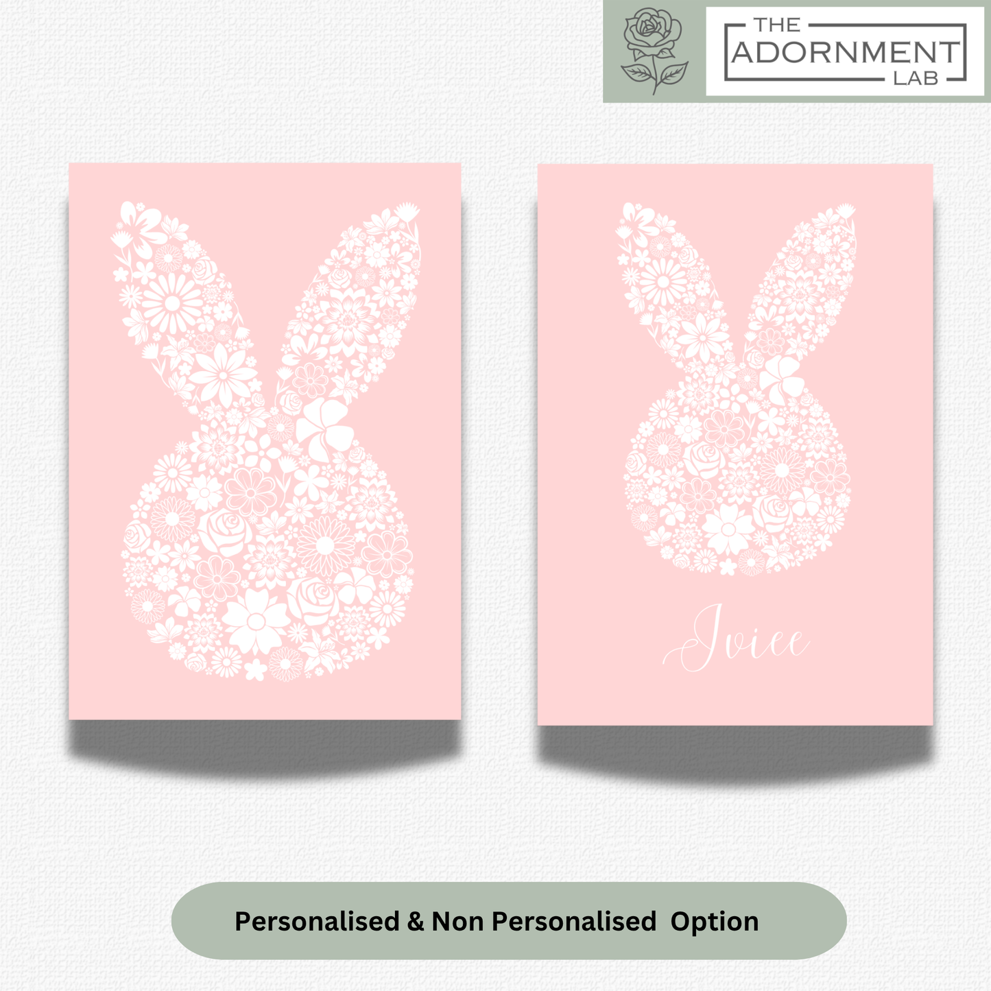 Bunny Bloom Silhouette - A5 Art Print - Pink