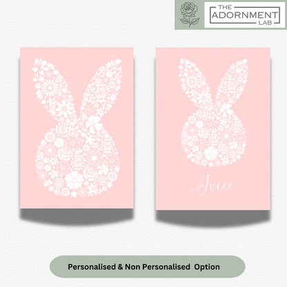 Bunny Bloom Silhouette - A5 Art Print - Pink