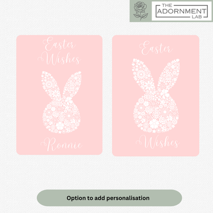 Bunny Bloom Silhouette - Easter Wishes - Greetings Card - Pink