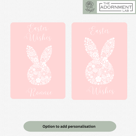 Bunny Bloom Silhouette - Easter Wishes - Greetings Card - Pink
