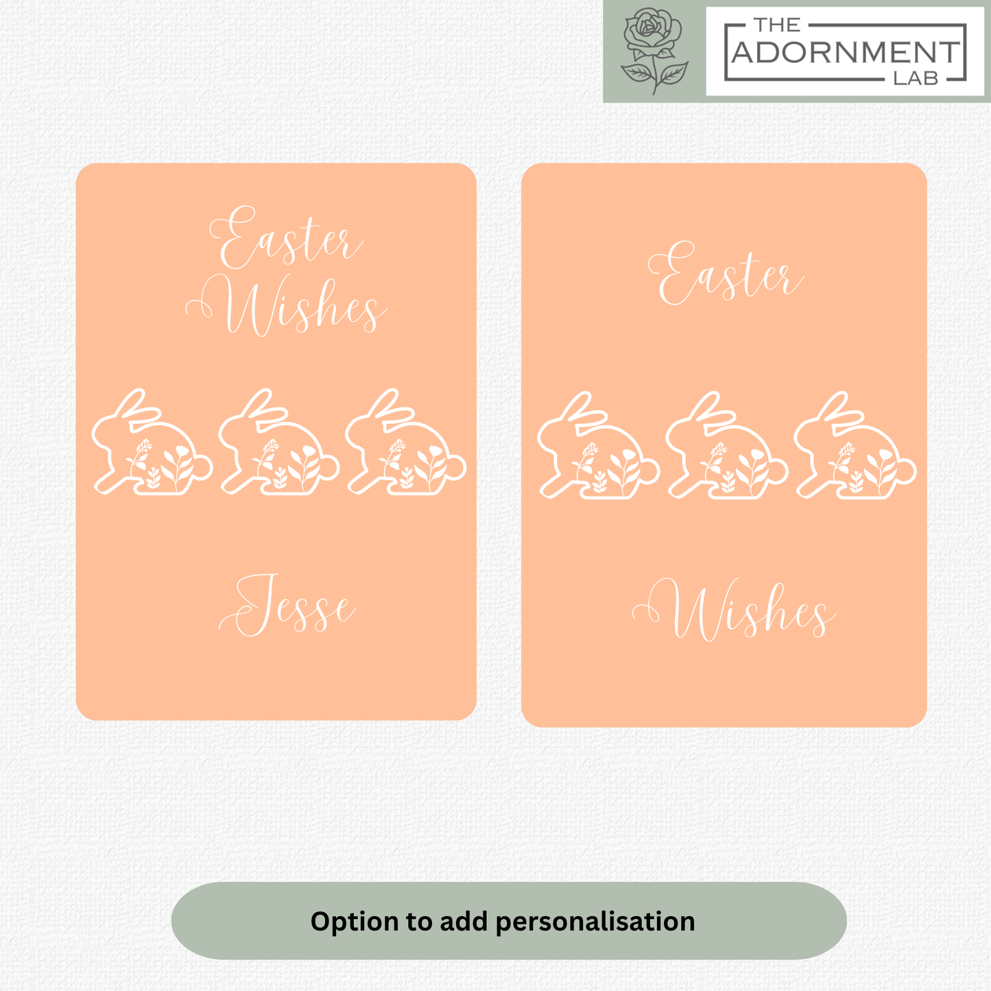 Bunny Bloom - Easter Wishes - Greetings Card - Peach (Personalised)