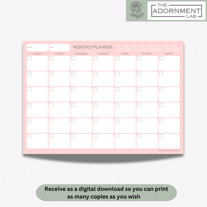 Bunny Bloom - A4 Digital Printable Weekly Planners - Pink