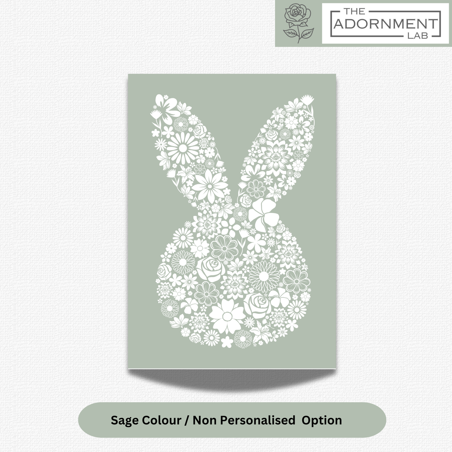 Bunny Bloom Silhouette - A5 Art Print - Sage