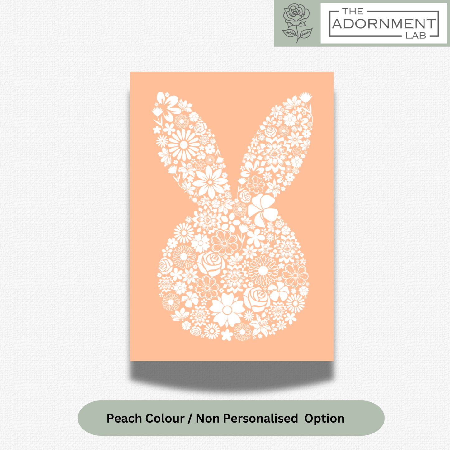Bunny Bloom Silhouette - A5 Art Print - Peach