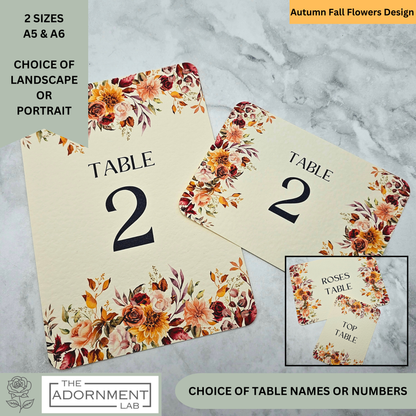 Autumn Fall Flowers Design - Table Number Cards