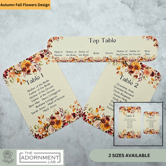 Autumn Fall Flowers Design - Table Plan Cards