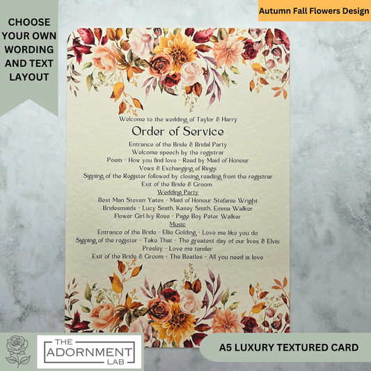 Autumn Fall Flowers Design - Order of Service