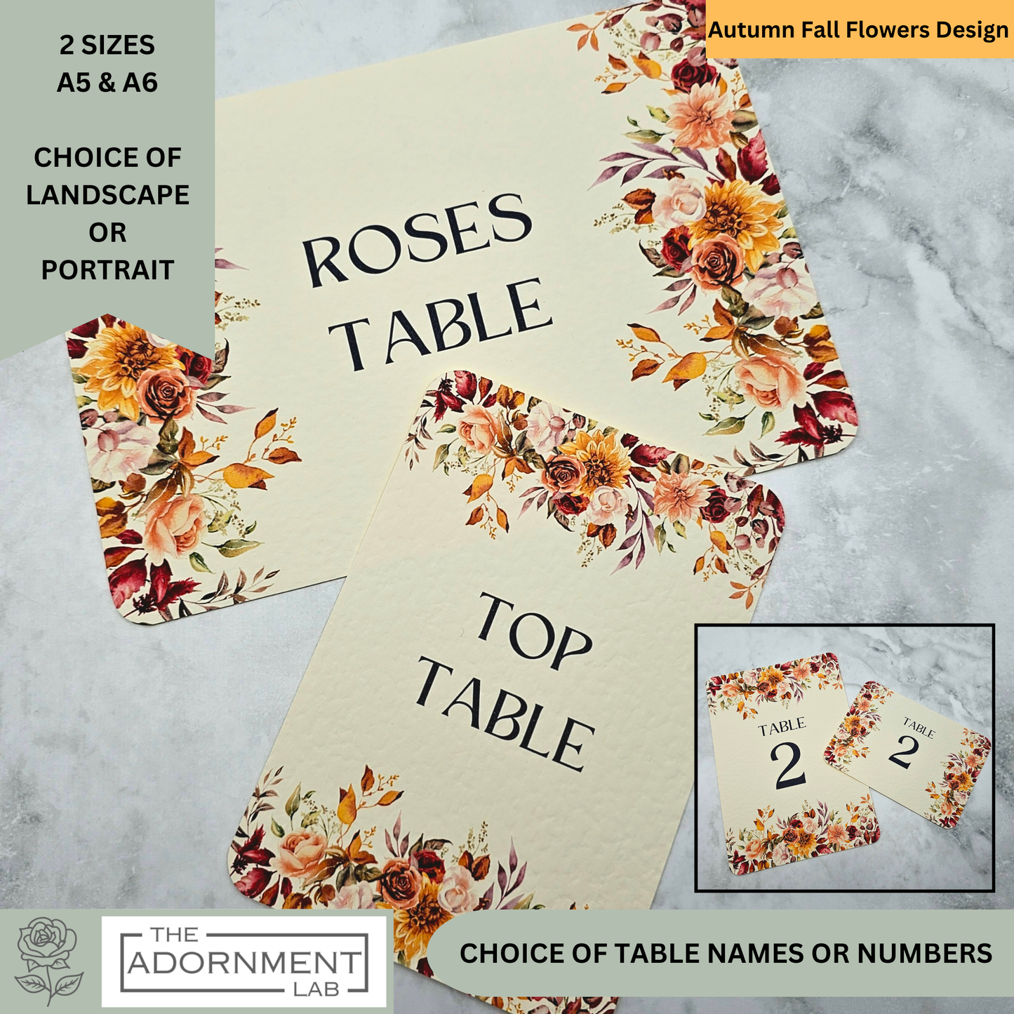 Autumn Fall Flowers Design - Table Name Cards