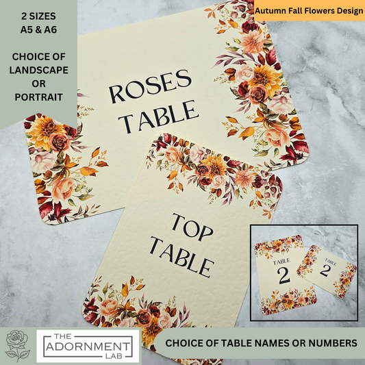 Autumn Fall Flowers Design - Table Name Cards