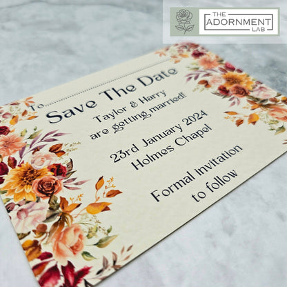 Autumn Fall Flowers Design - Save The Date