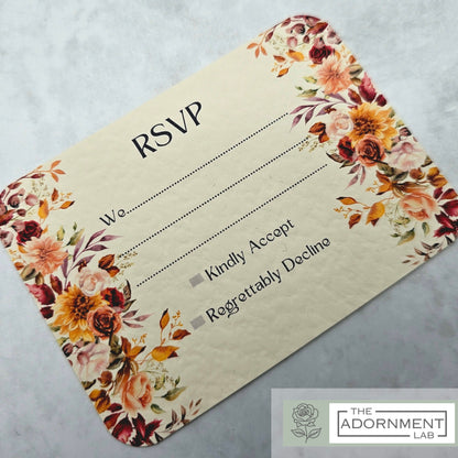 Autumn Fall Flowers Design - A6 RSVP With Menu Choices