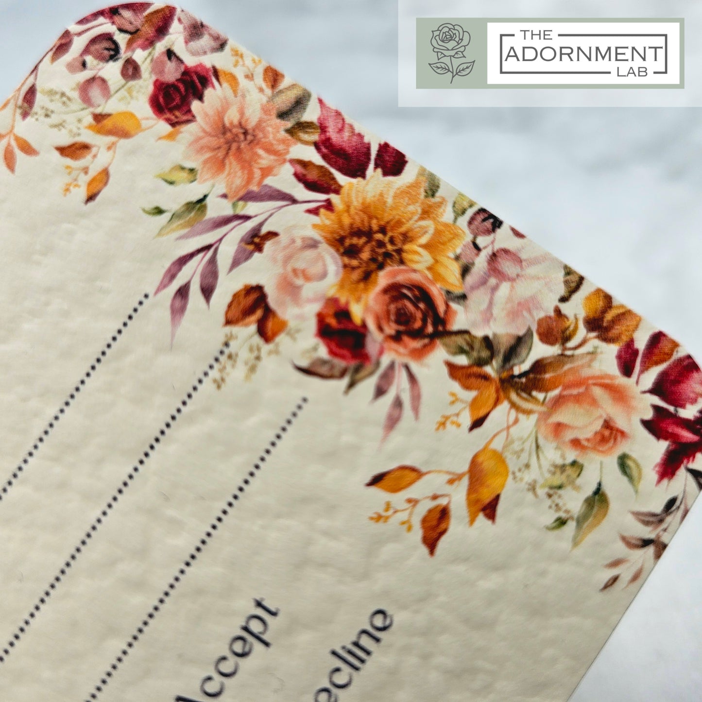 Autumn Fall Flowers Design - A6 RSVP With Menu Choices