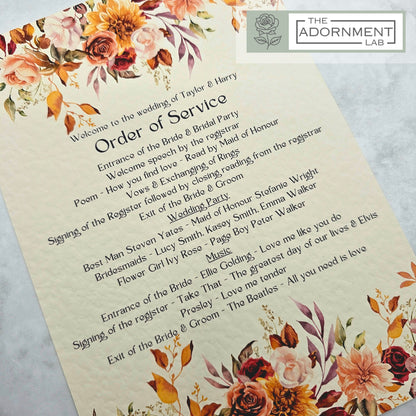 Autumn Fall Flowers Design - Order of Service