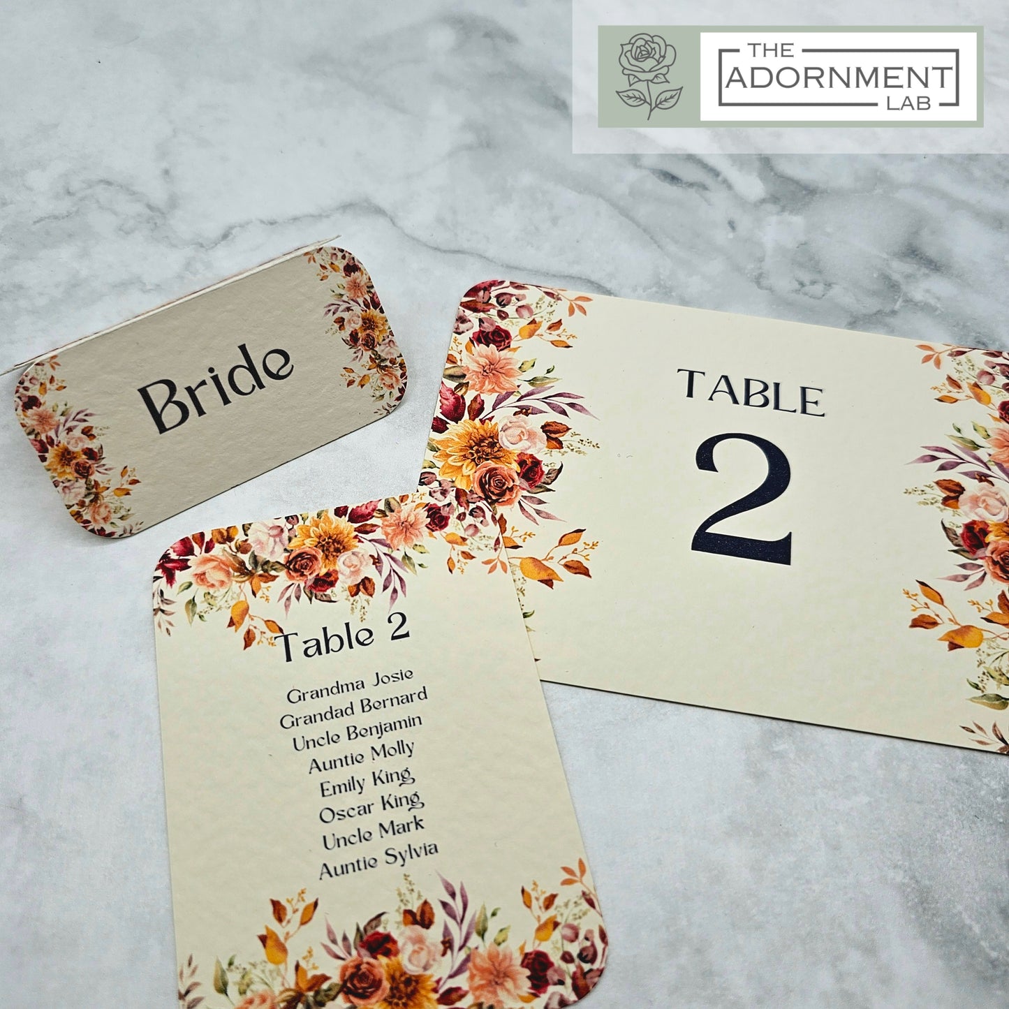 Autumn Fall Flowers Design - Table Plan Cards