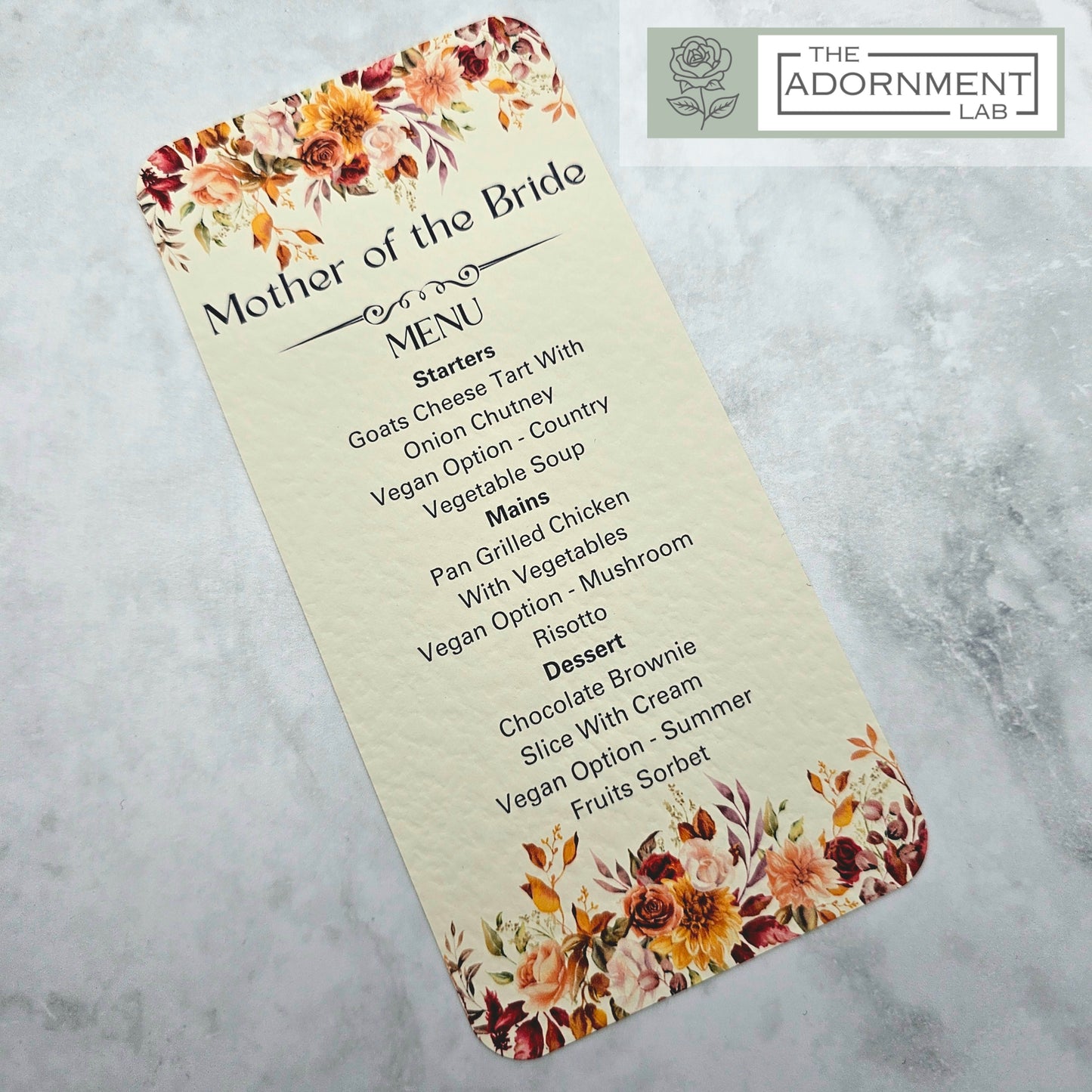 Autumn Fall Flowers - Slim Menu Place Card