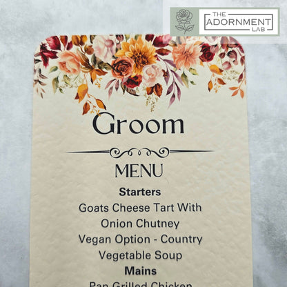 Autumn Fall Flowers - Slim Menu Place Card