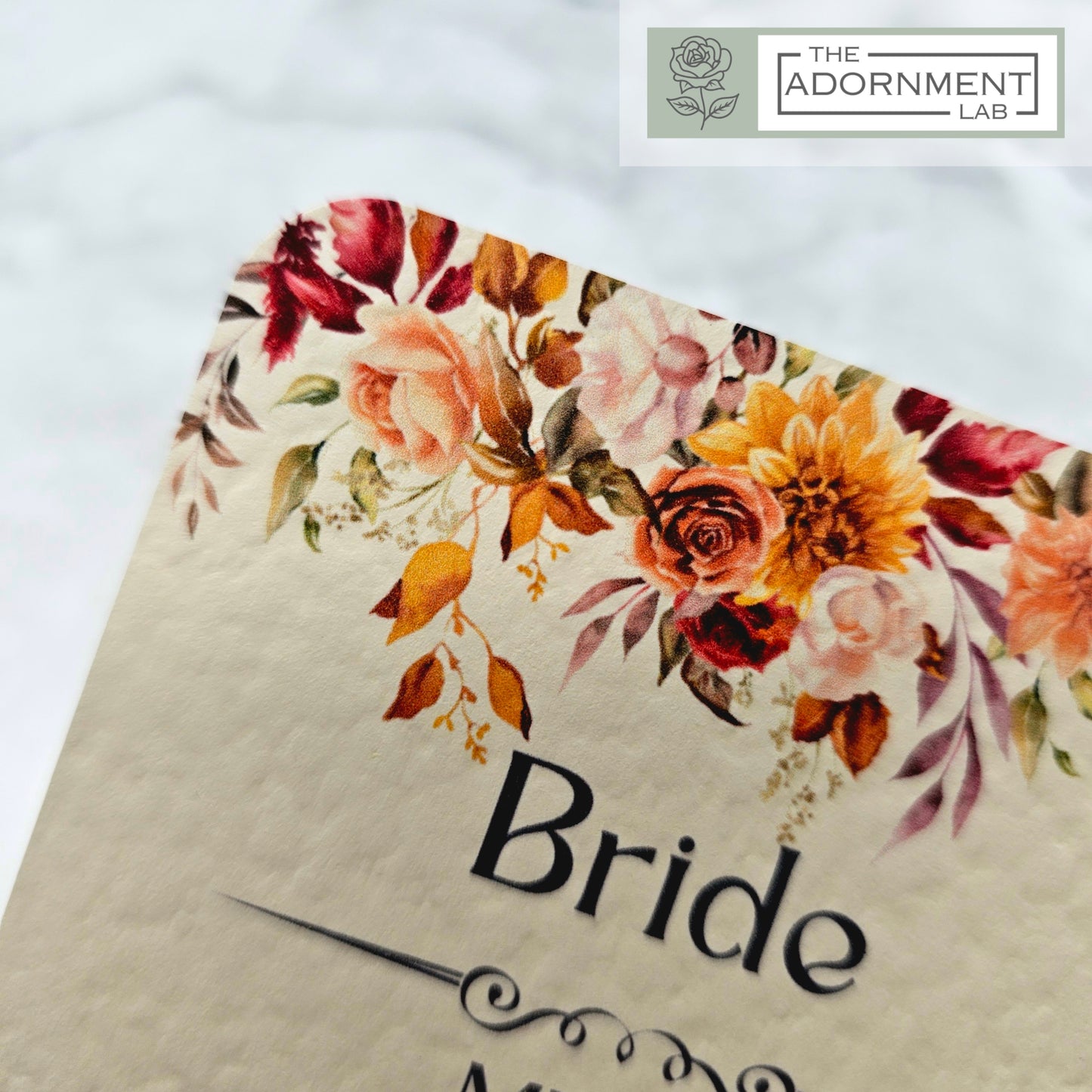 Autumn Fall Flowers - Slim Menu Place Card