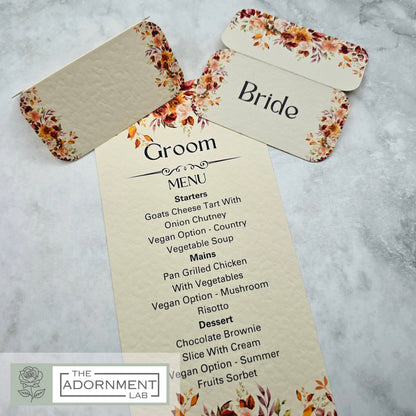 Autumn Fall Flowers - Slim Menu Place Card