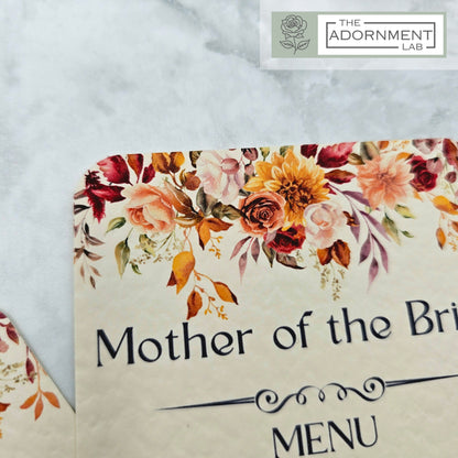 Autumn Fall Flowers - Slim Menu Place Card