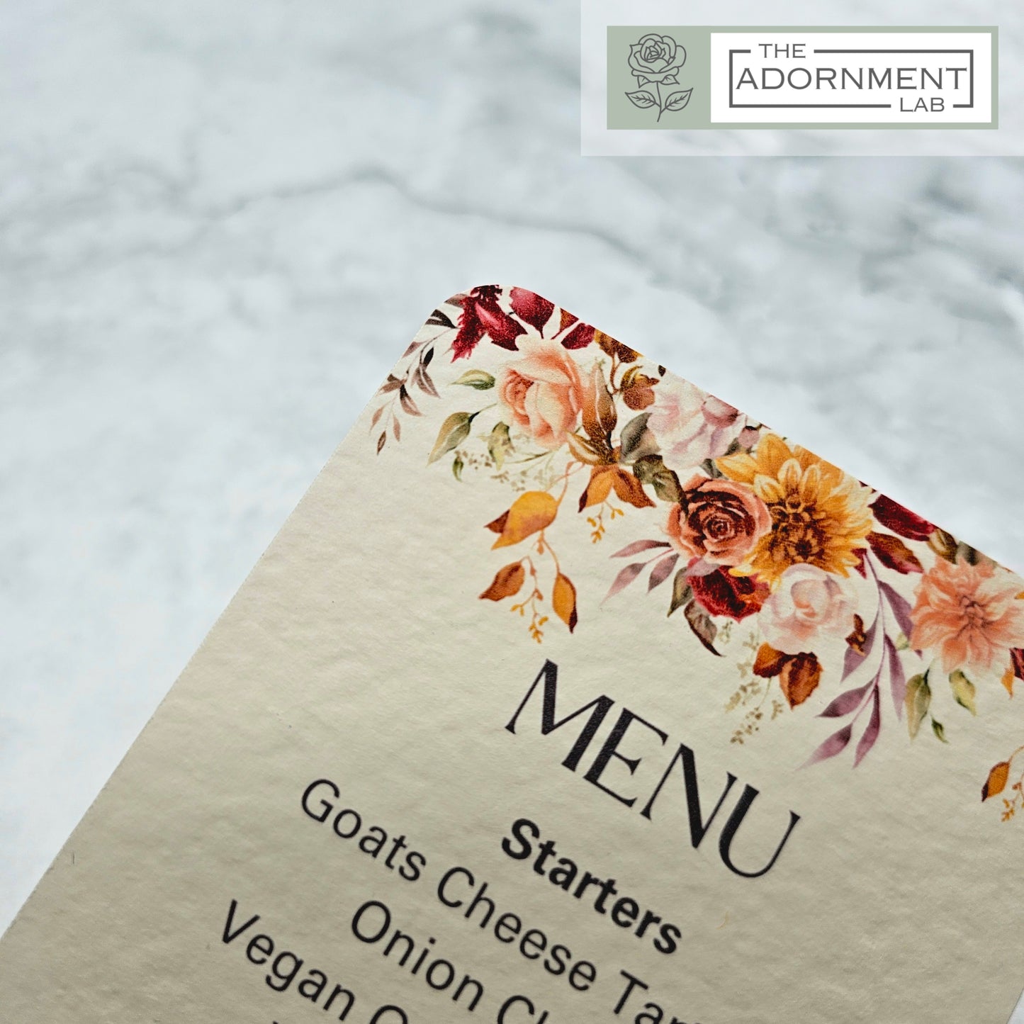 Autumn Fall Flowers Design - Slim Menu Cards (Without Guests Names)